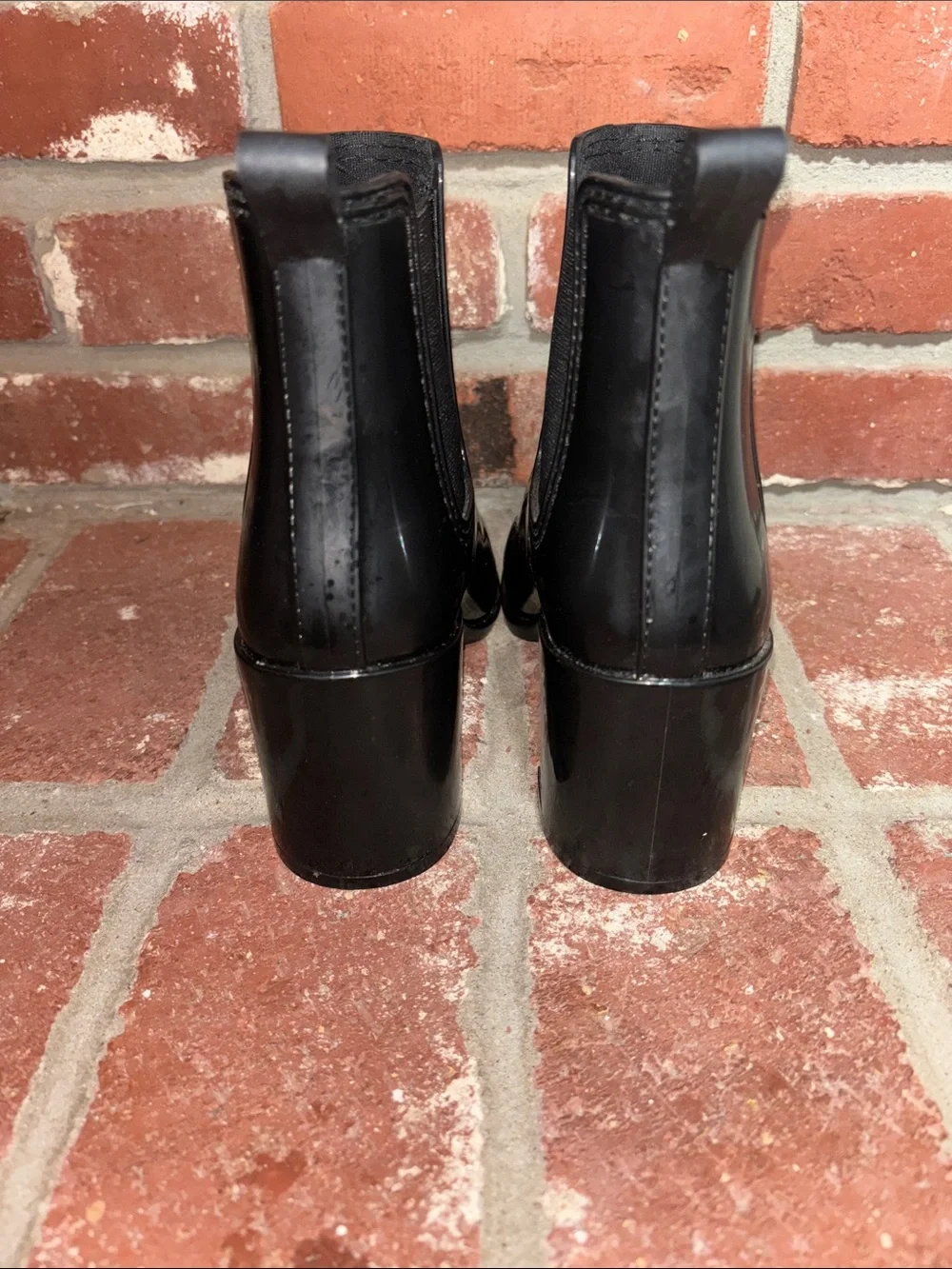 Jeffrey Campbell Black Gloss Chelsea Block Heel Ankle Boots